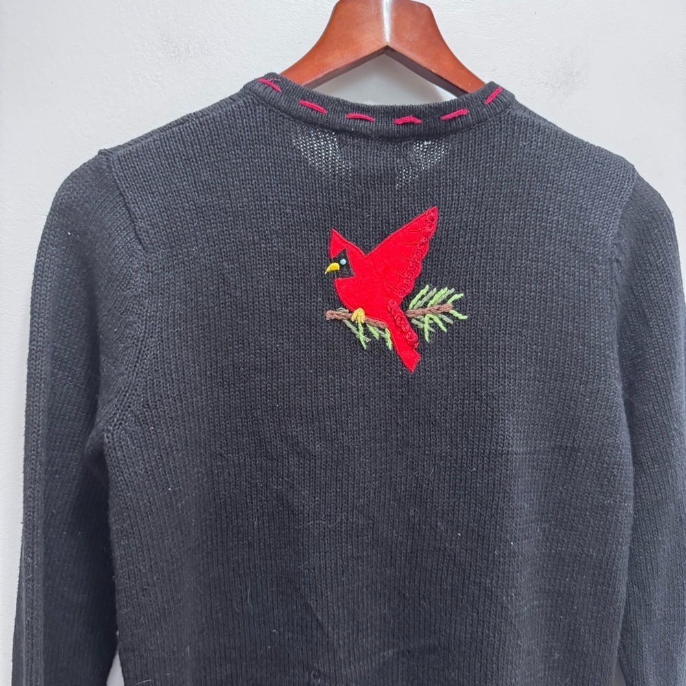 Vintage 1990s Knit Bird Pine Tree Graphic Cardigan Sweater Button Up Size Small - Picture 14 of 16